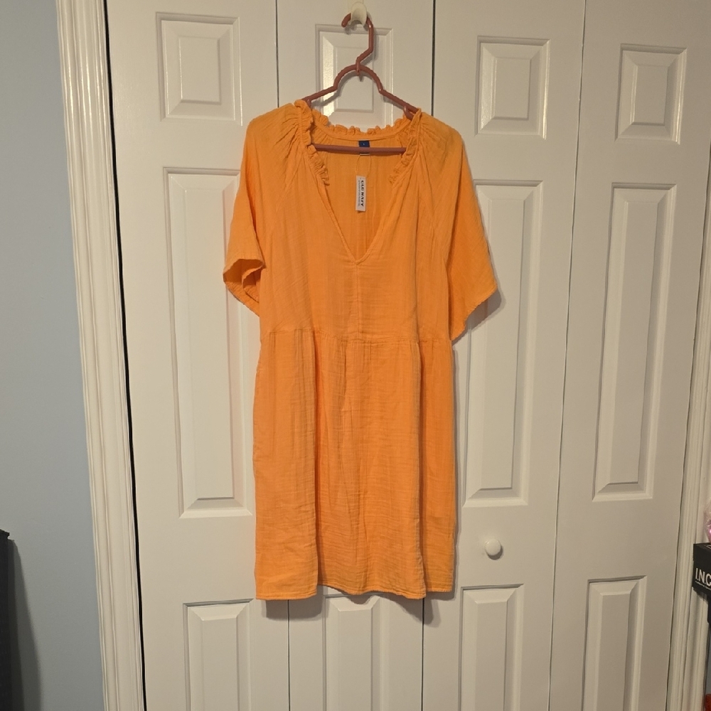 Orange V-Neck Dress